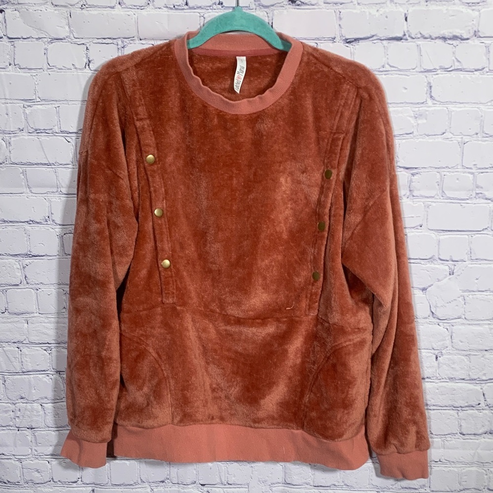 Latched Mama Womens Fleece Sweatshirt Pink Red Orange Size S Nursing Friendly